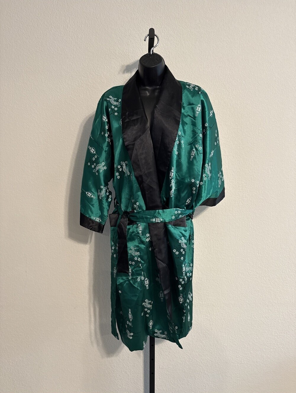 Reversible DRAGON EMBROIDERED Tie Belt/Pocket JAPANESE Kimono Robe